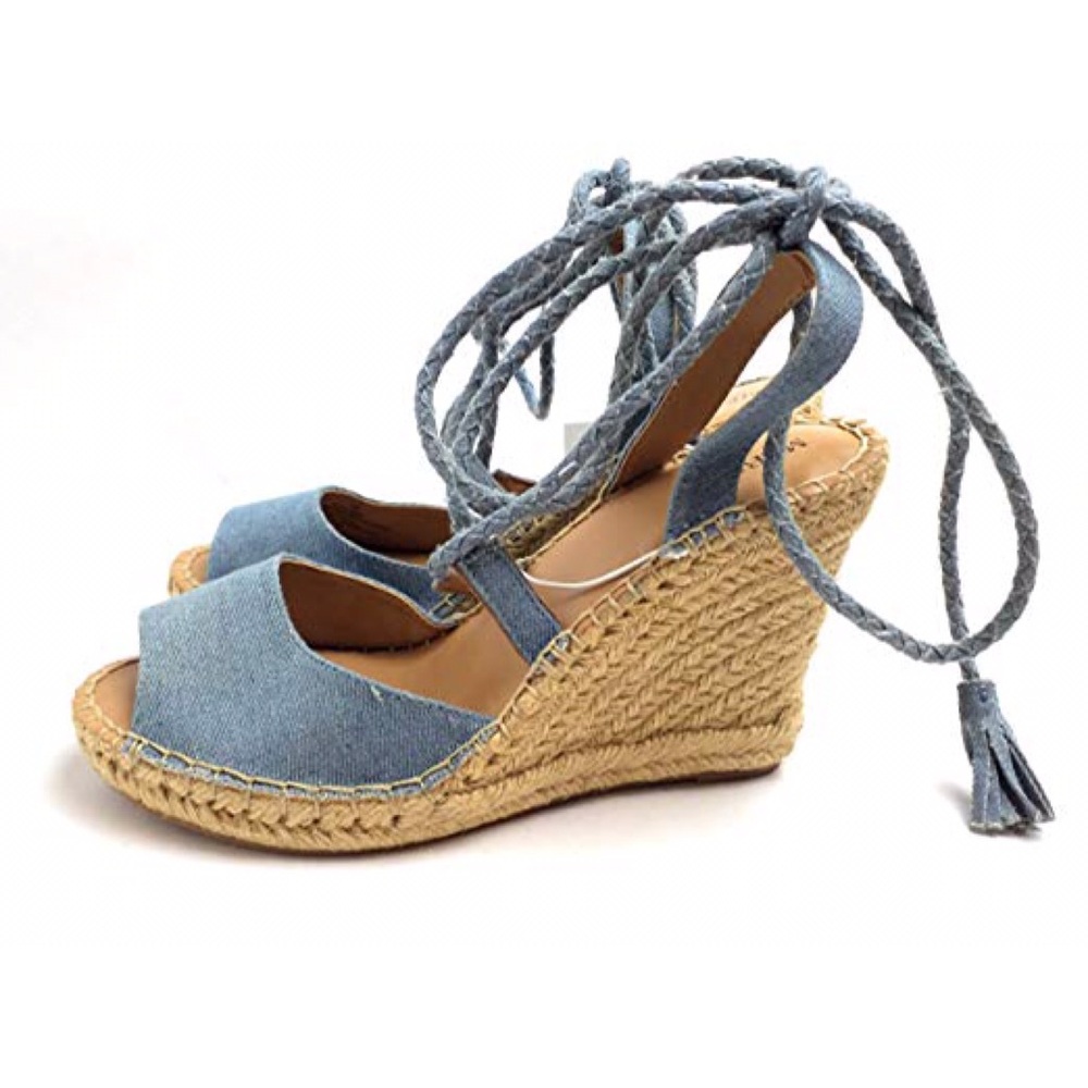 Light blue tied up wedge
